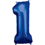 Zahl 1 Blau Folienballon 33cm x 86cm