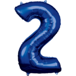 Zahl 2 Blau Folienballon 50cm x 88cm