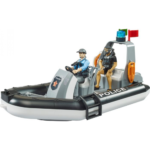 Bruder 62733 bworld Polizei Schlauchboot, Rundumleuchte, 2 Figuren und Zubehör