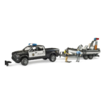 BRUDER 2507 RAM 2500 Polizei Pickup, L+S- Modul, Anhänger, Boot, 2 Figuren