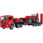 Bruder 02774 MAN TGA LKW mit Tieflader und Manitou Teleskoplader