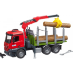 Bruder 03669 MB Arocs Holztransport-LKW mit Ladekran, Greifer + Baumstämme
