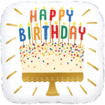 Folienballon Happy Birthday Torte mit Kerzen 46 cm