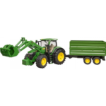 Bruder 03155 John Deere 7R 350 mit Frontlader und Tandemachstransportanhänger