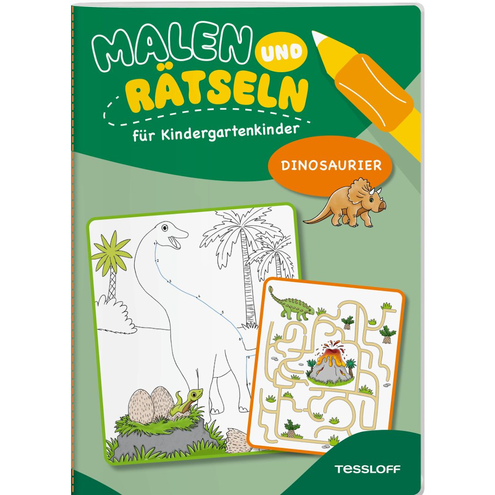Malen und Rätseln für Kindergartenkinder. Dinosaurier