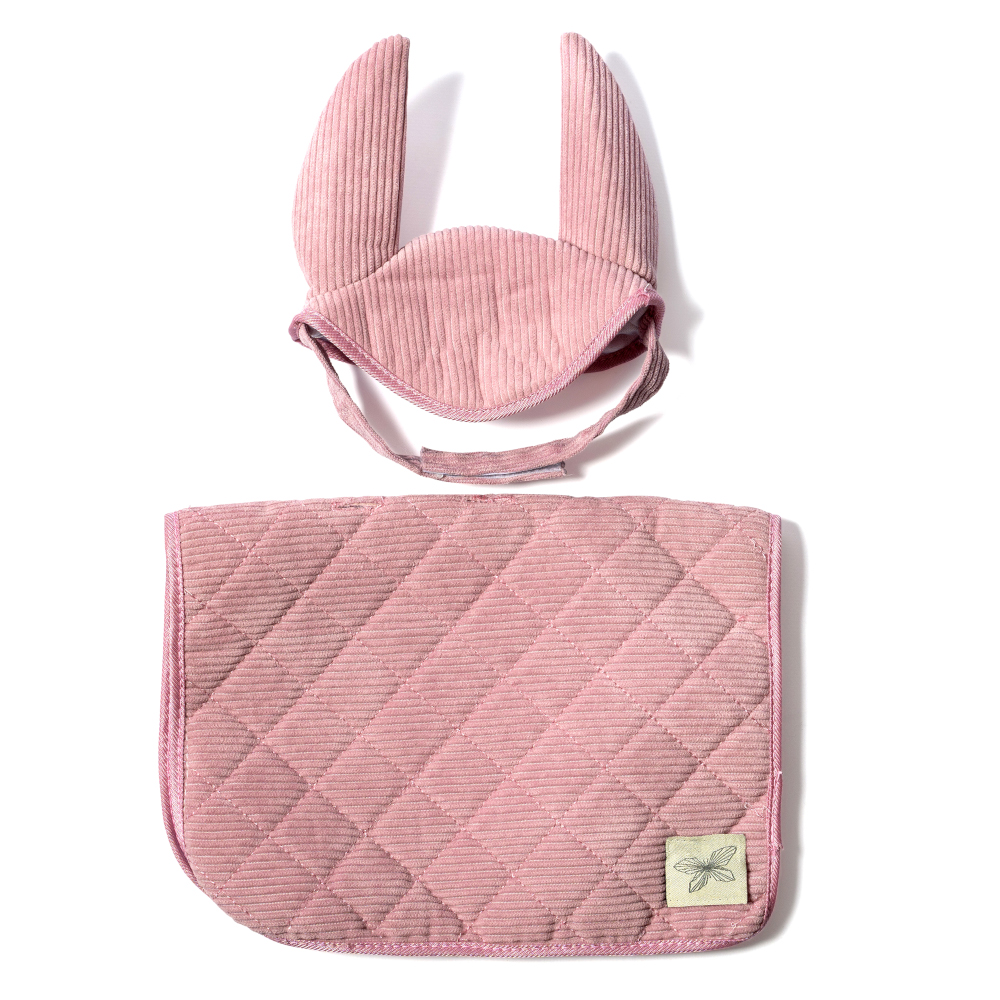 SADDLE PAD AND BONNET, ROSE