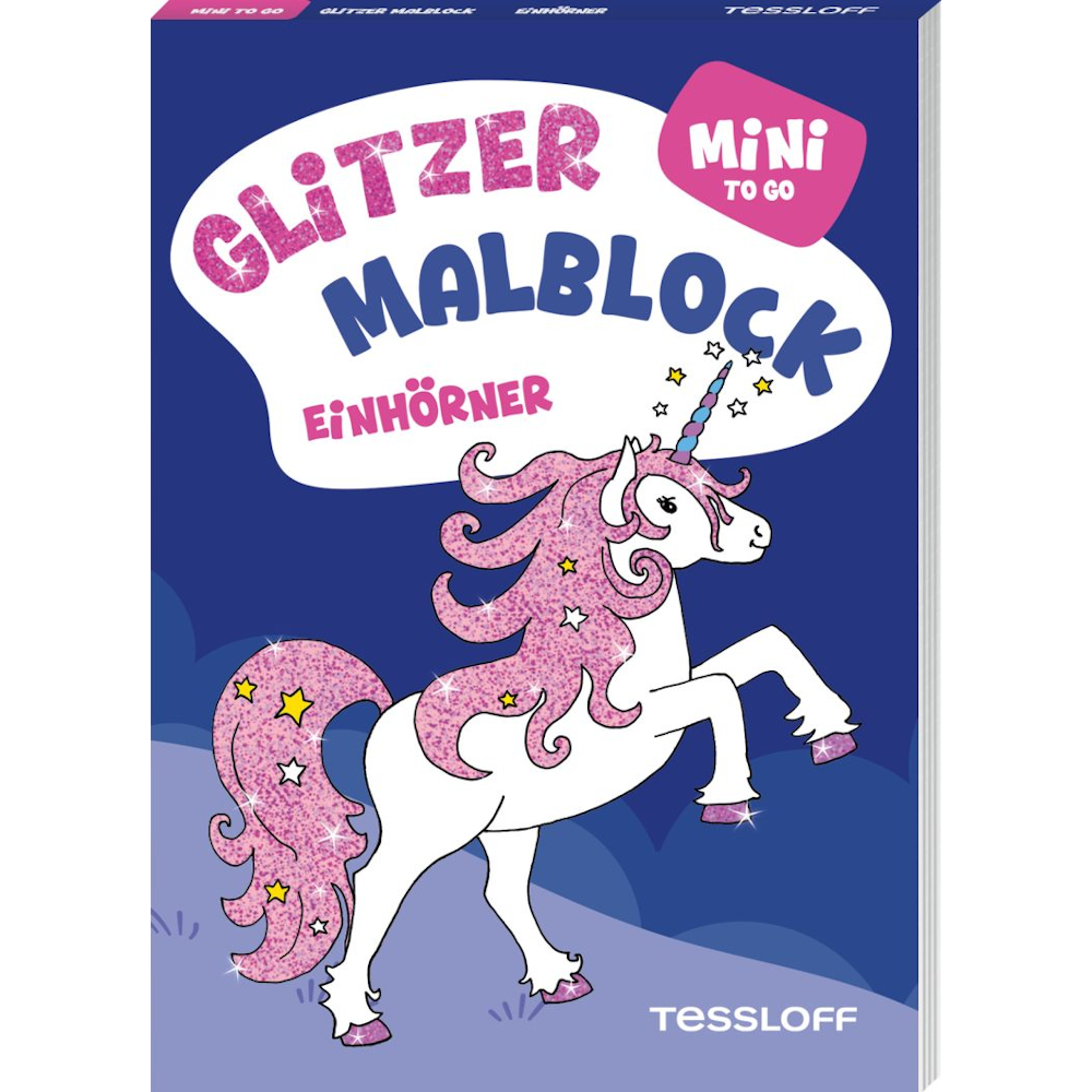 Mini Glitzer Malblock to go. Einhörner