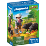 Landwirt mit Hängebauchschwein