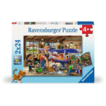 Puzzle 2x24 Teile Eisenbahn- und Flugzeugservice